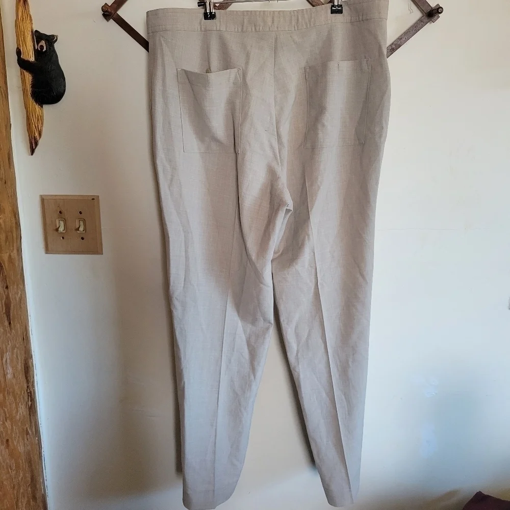 Bachrach Wool Blend Trouser Lightweight Drawstring Cream Mens 36 X 33.5